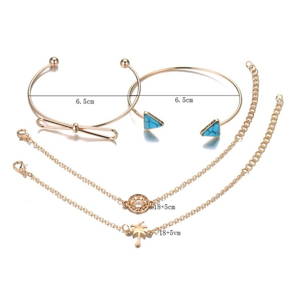 **AMBROSIA* 4-Pc Gold Turquoise Bow Bracelet Set - Picture 5 of 5